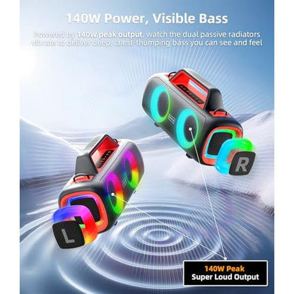 Speaker Outdoor: Portable Bluetooth 140W Loud Wireless – Close-up Detail
