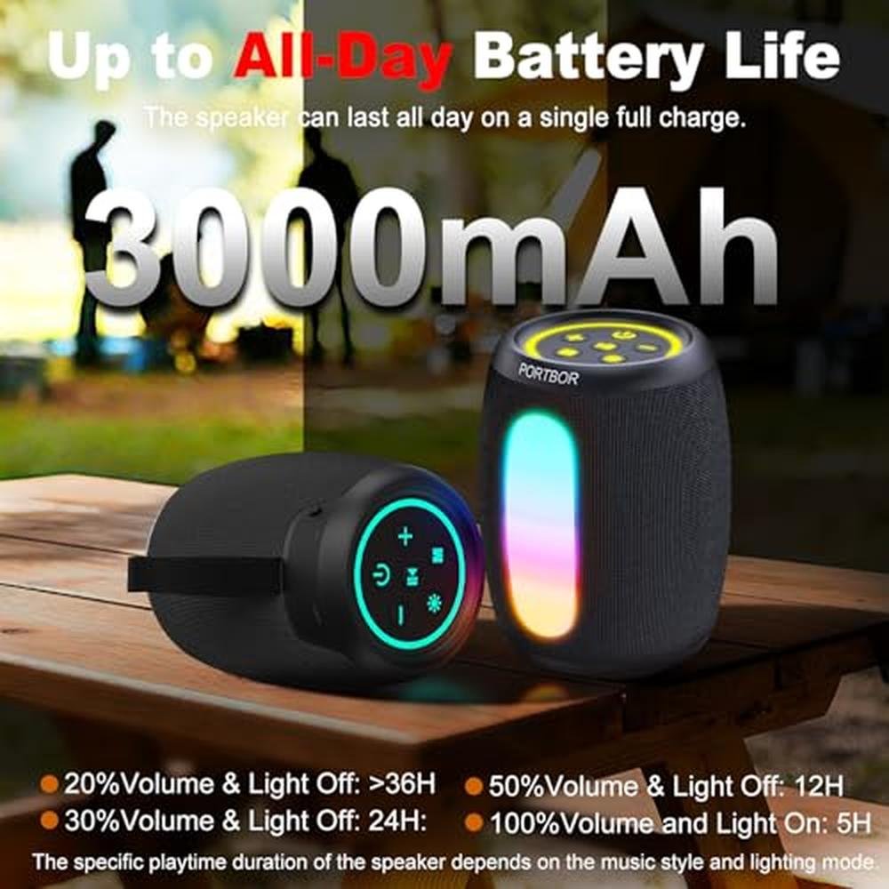 Speaker Portable: PORTBOR Bluetooth Speaker Powerful Stereo – In Use