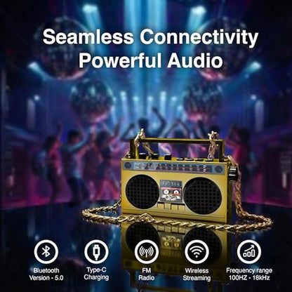 Bluetooth Speakers: Portable Retro Bluetooth Speaker with – In Use