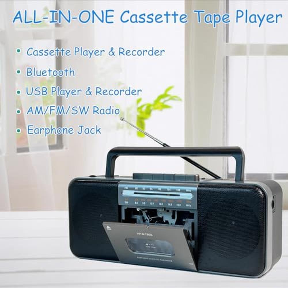 Cassette Portable: Premium Portable Cassette Tape Player – Side View