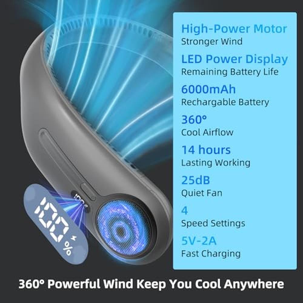 Fan Gifts: Kinhowly Portable Neck Fan Hands-Free Personal – Close-up Detail