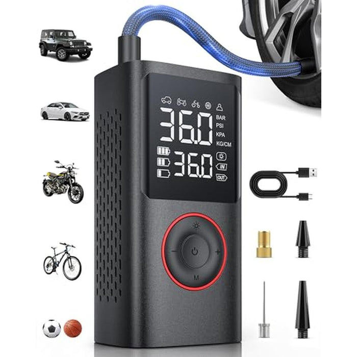 Air Pump: Powools Tire Inflator Portable Air Compressor 150 – Front View