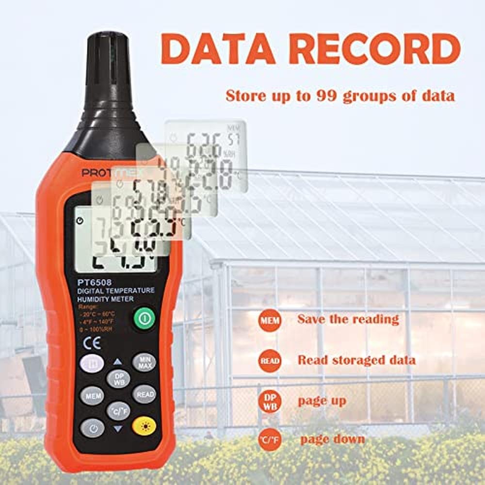 Protmex Digital Temperature Humidity Meter – Close-up Detail