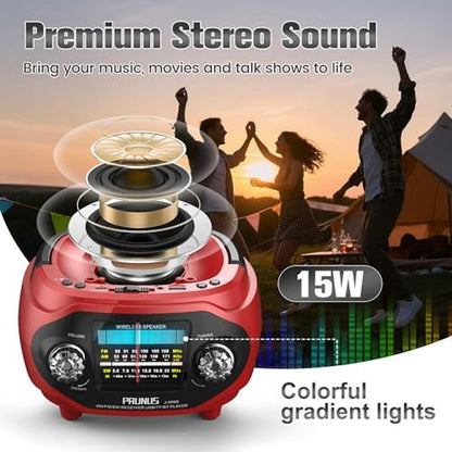 PRUNUS 15W Retro Bluetooth Speaker with Rich Bass Stereo – Side View
