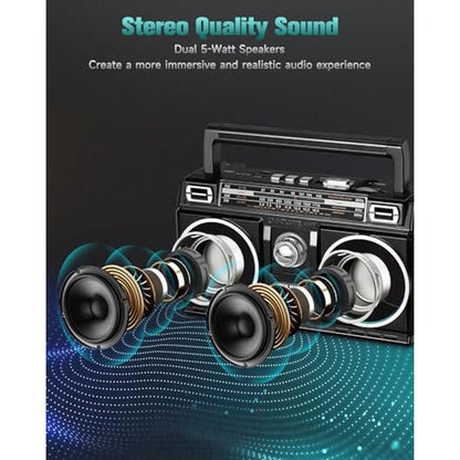 PRUNUS 750 AM FM Radio Portable with Bluetooth Dual Speakers – Side View