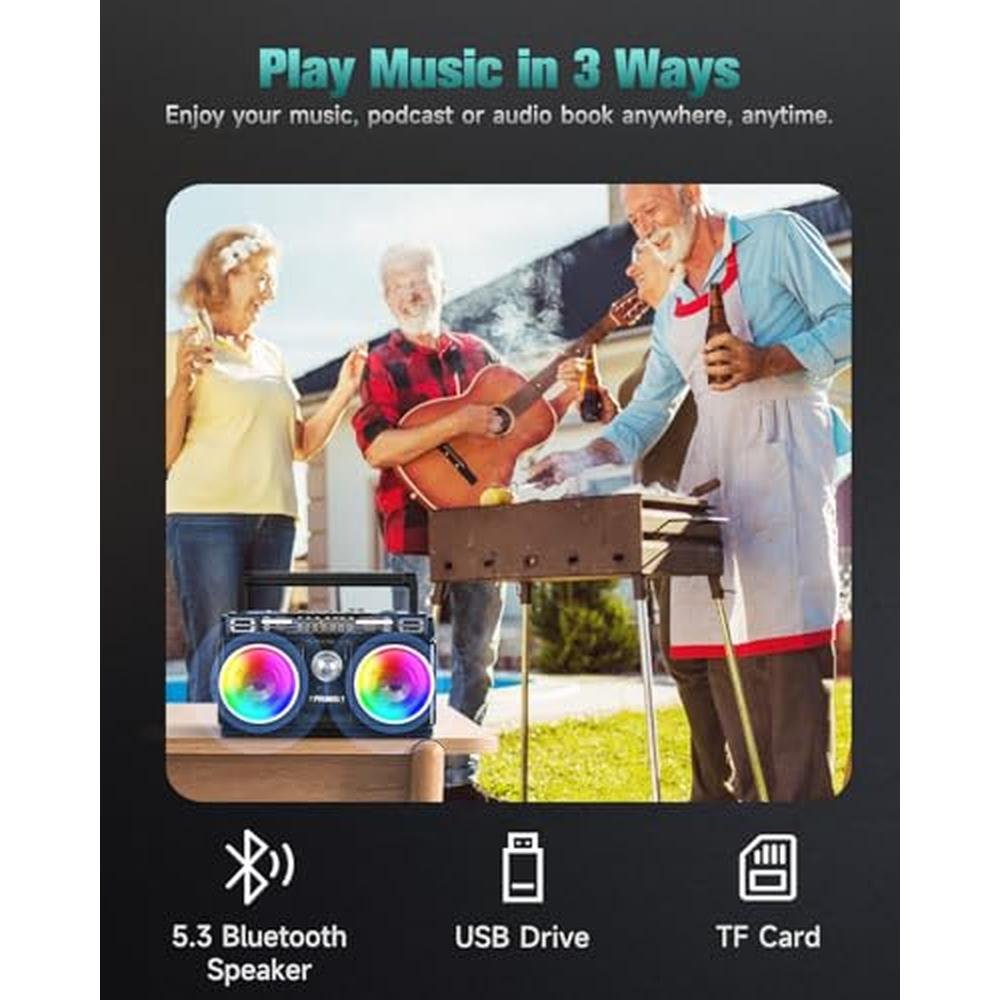 PRUNUS 750 AM FM Radio Portable with Bluetooth Dual Speakers – Close-up Detail