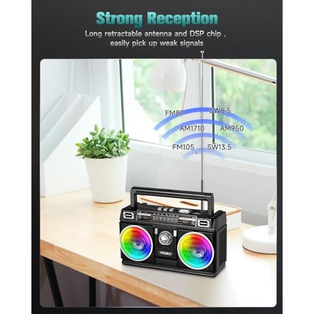 PRUNUS 750 AM FM Radio Portable with Bluetooth Dual Speakers – In Use