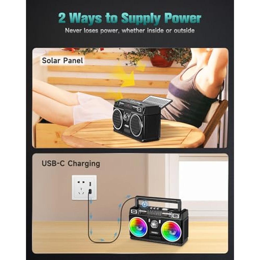 PRUNUS 750 AM FM Radio Portable with Bluetooth Dual Speakers – Packaging