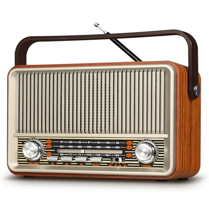 PRUNUS J-120 Retro Vintage Radio Portable AM FM with – Front View