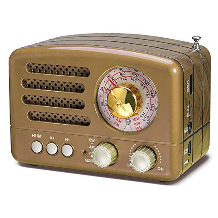 PRUNUS J-160 Retro Vintage AM FM Radio with Bluetooth – Front View