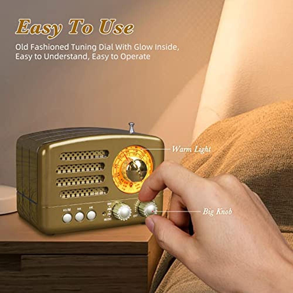 PRUNUS J-160 Retro Vintage AM FM Radio with Bluetooth – Close-up Detail