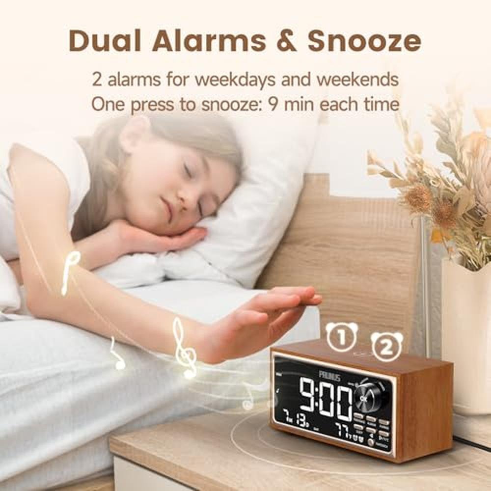 PRUNUS J-177 Retro Vintage Alarm Clock Radio with Fast – Close-up Detail