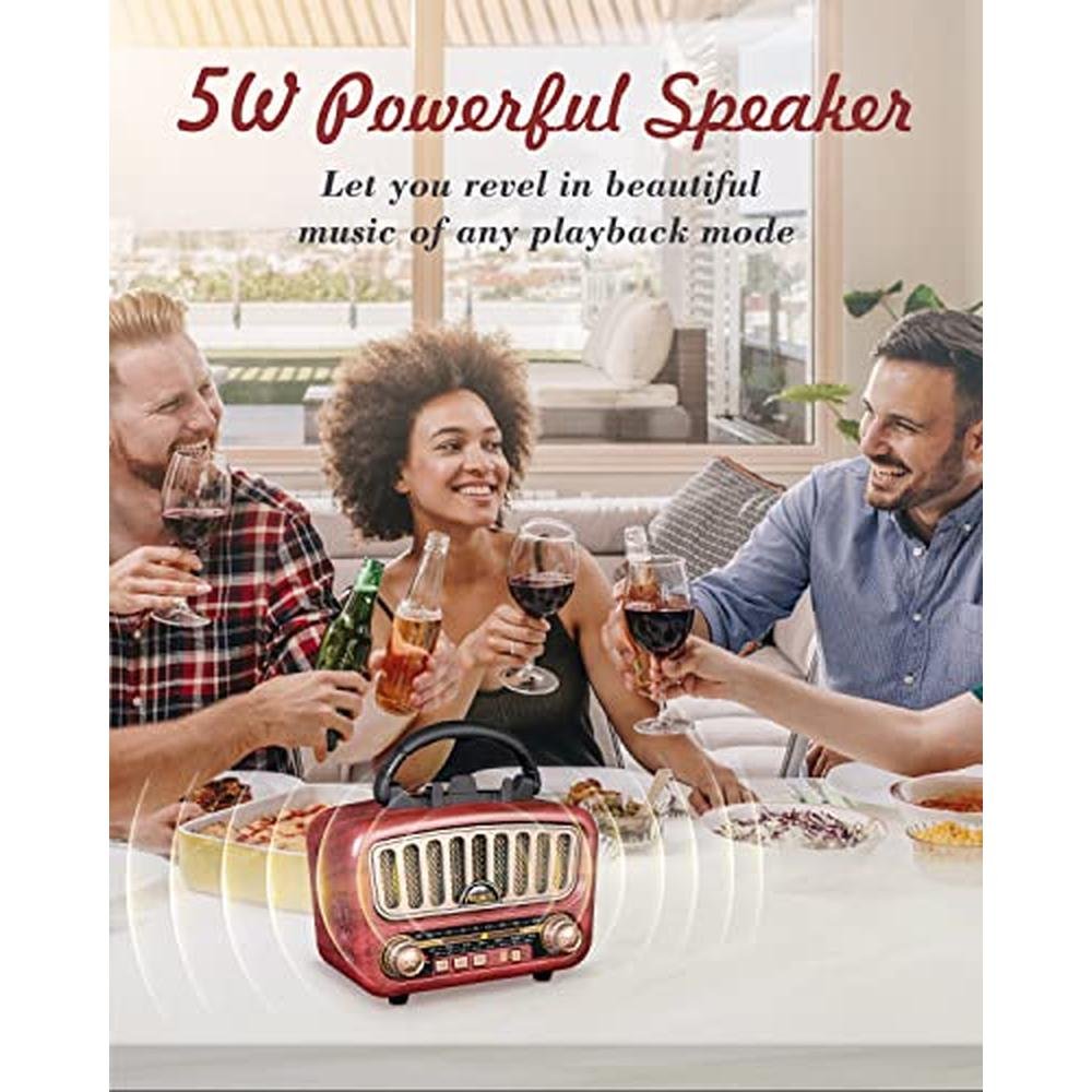 PRUNUS J-180 Vintage Retro Radio Bluetooth Speaker with – Side View
