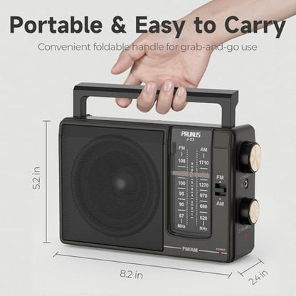 PRUNUS J03 AM FM Radio Portable Plug in Wall or AA Battery – Close-up Detail