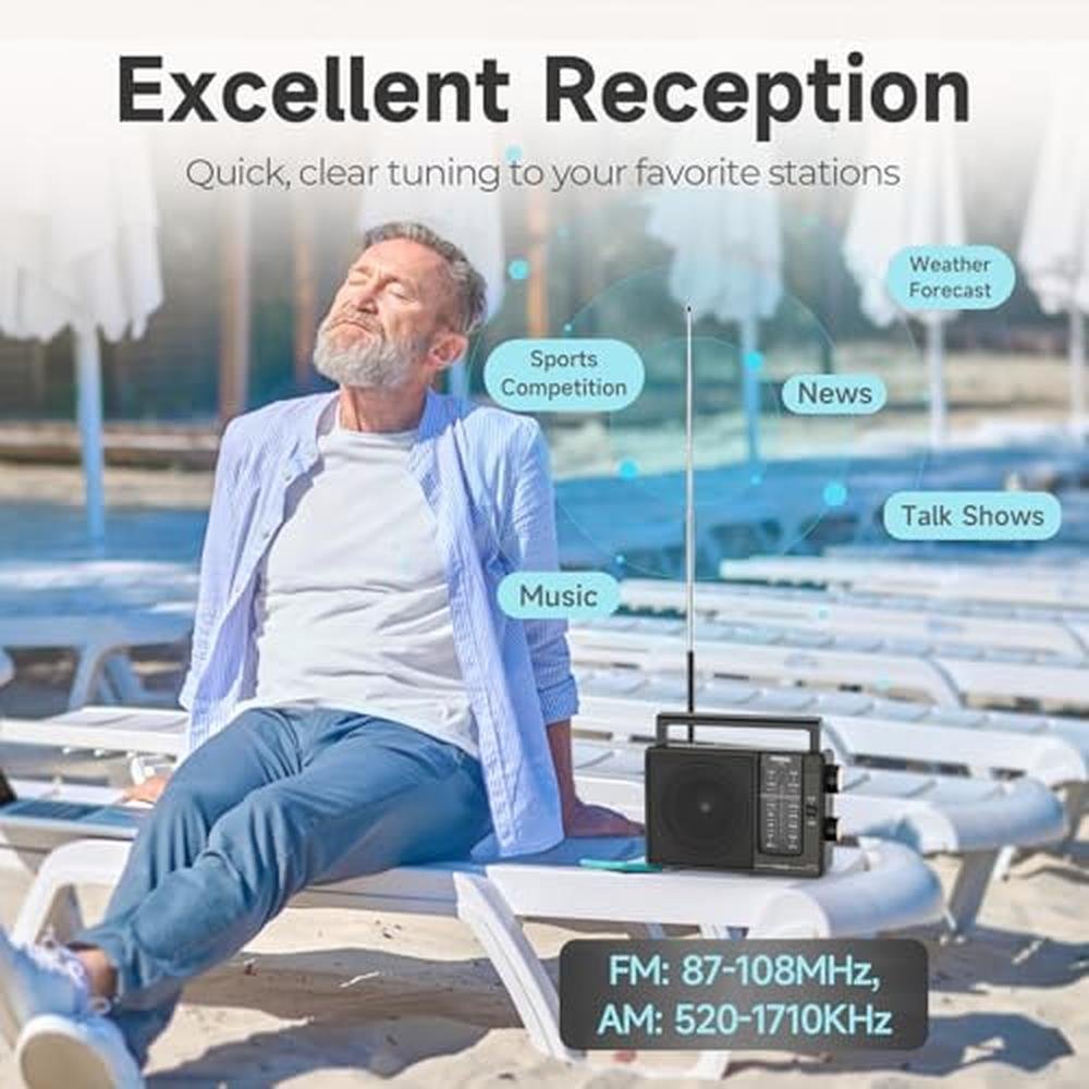 PRUNUS J03 AM FM Radio Portable Plug in Wall or AA Battery – Packaging