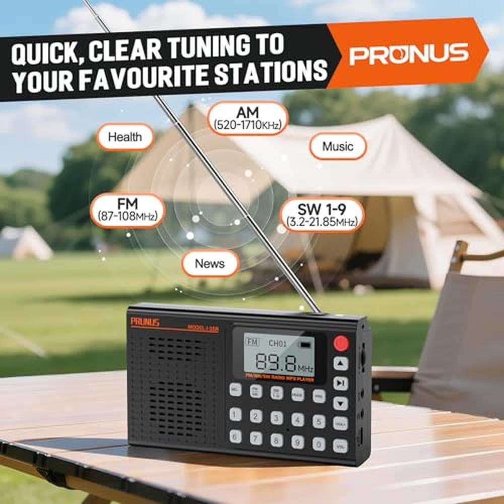 PRUNUS J168 AM FM Radio Bluetooth Speaker – Side View