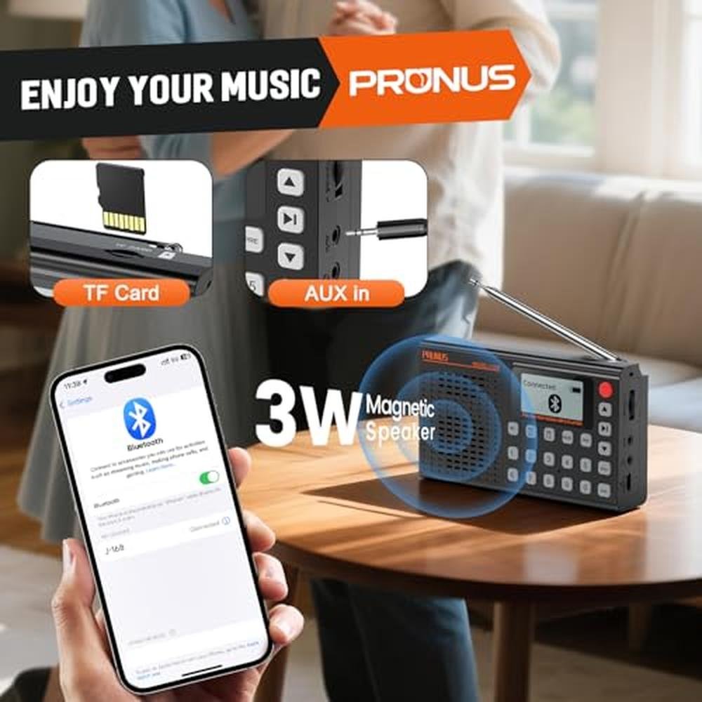 PRUNUS J168 AM FM Radio Bluetooth Speaker – In Use