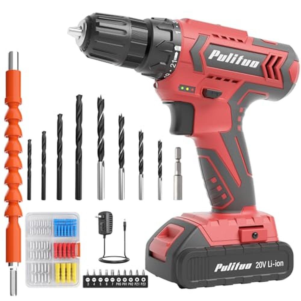 Drill Set: PULITUO Cordless Drill 20V Electric Power Drill – Front View