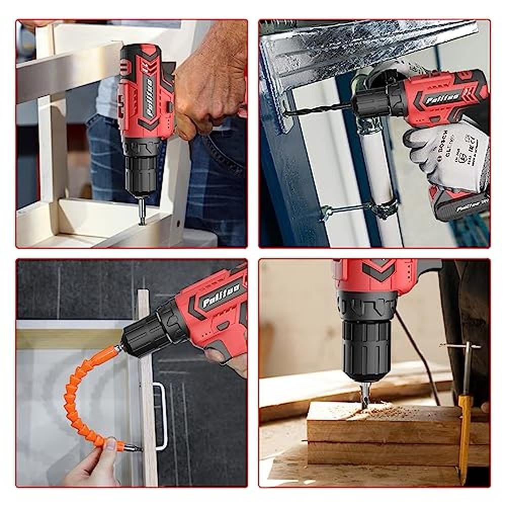 Drill Set: PULITUO Cordless Drill 20V Electric Power Drill – In Use