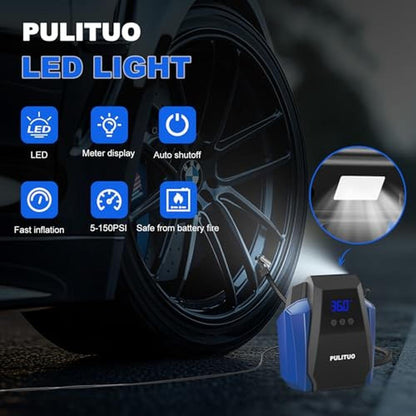 Air Car Accessories: PULITUO Tire Inflator Portable 12V DC – Close-up Detail