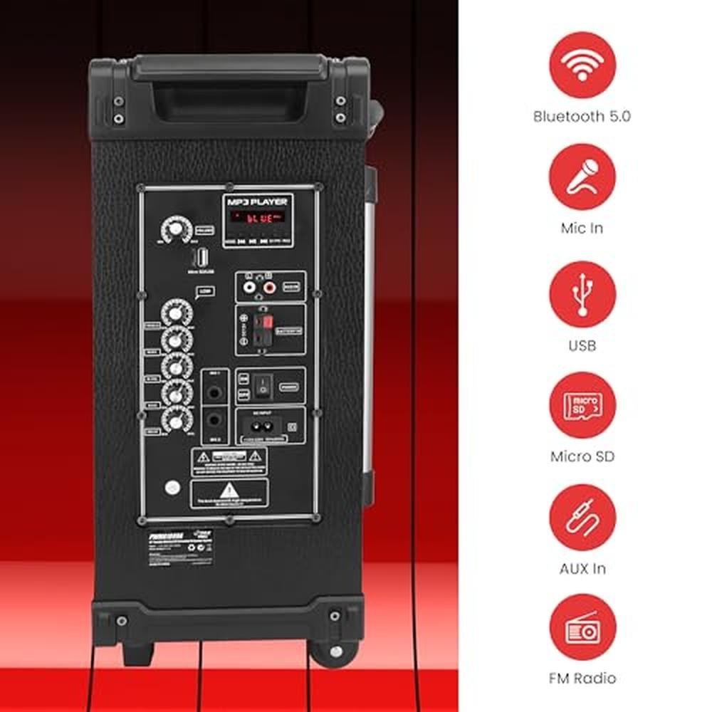 Pyle 10'' Portable Wireless Bluetooth Speaker System – Close-up Detail
