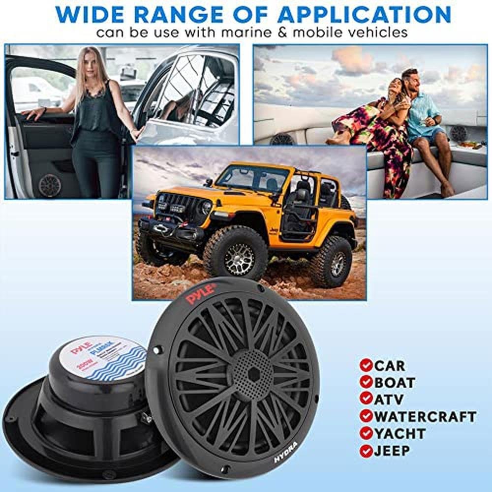 Pyle 200 Watt Marine Boat Speaker System Weather Proof Dual – Packaging