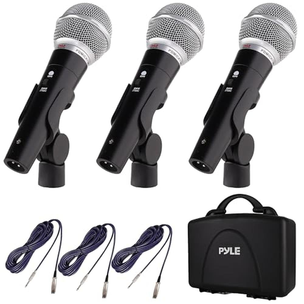 Pyle 3 Piece Professional Dynamic Microphone Kit Cardioid – Front View