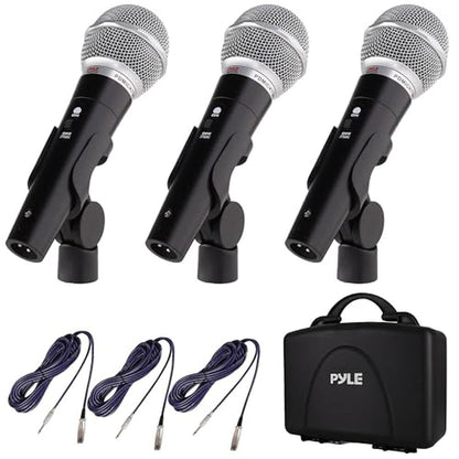 Pyle 3 Piece Professional Dynamic Microphone Kit Cardioid – Front View