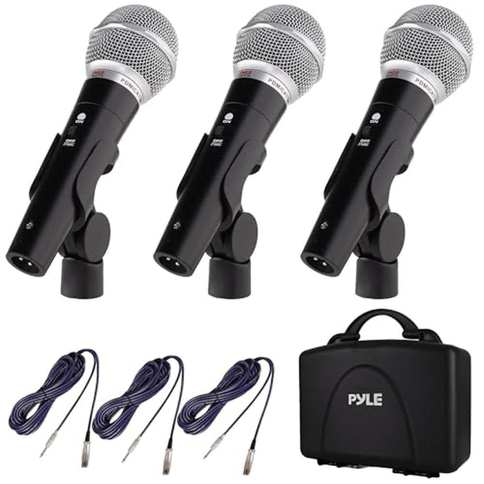 Pyle 3 Piece Professional Dynamic Microphone Kit Cardioid – Front View