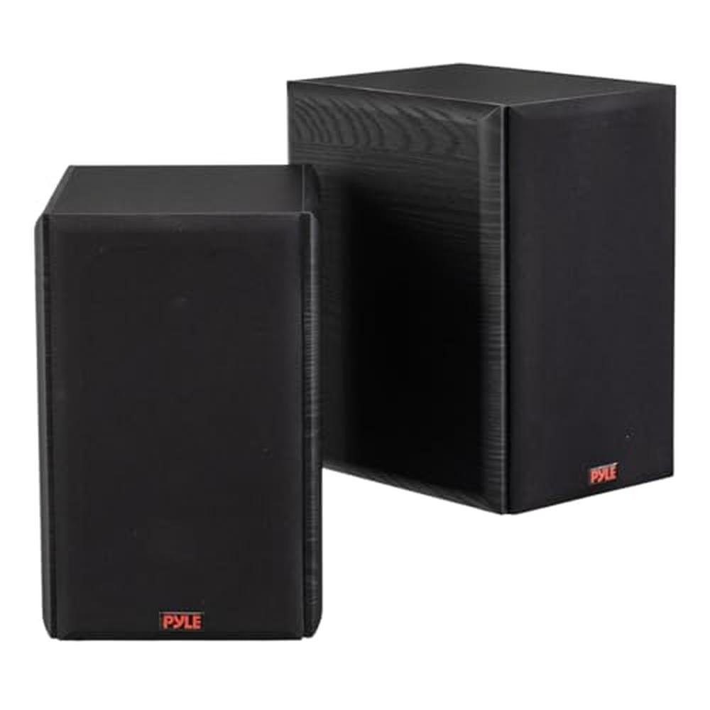Pyle 5.25 Bookshelf Speakers: Pair of Wired Bookshelf – Front View