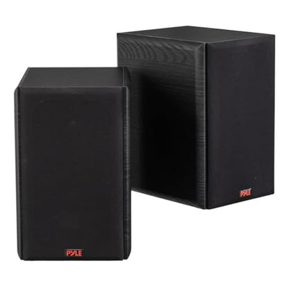 Pyle 5.25 Bookshelf Speakers: Pair of Wired Bookshelf – Front View