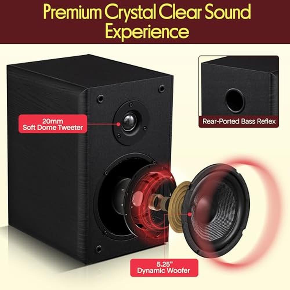Pyle 5.25 Bookshelf Speakers: Pair of Wired Bookshelf – Side View