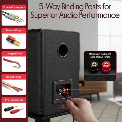 Pyle 5.25 Bookshelf Speakers: Pair of Wired Bookshelf – Close-up Detail
