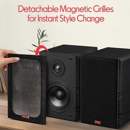 Pyle 5.25 Bookshelf Speakers: Pair of Wired Bookshelf – Packaging