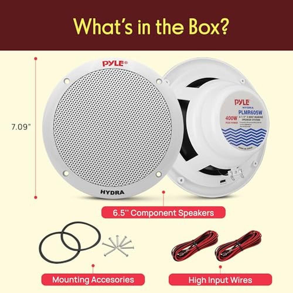 Pyle 6.5 Inch Dual Marine Speakers – Side View