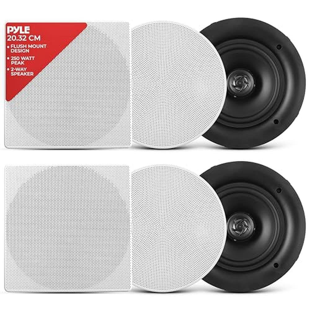 Pyle 8.0" Ceiling Wall Mount Speakers – Front View