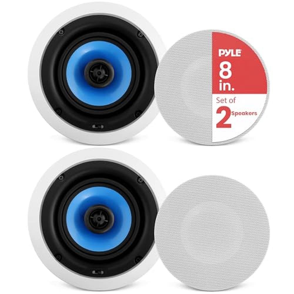 Pyle 8 In-Wall / In-Ceiling Speakers – Front View