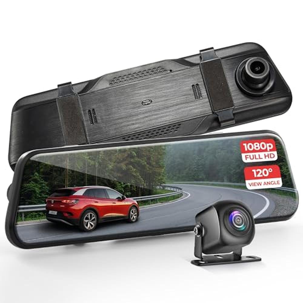 Pyle Dual Dash Cam Rearview Mirror – Front View
