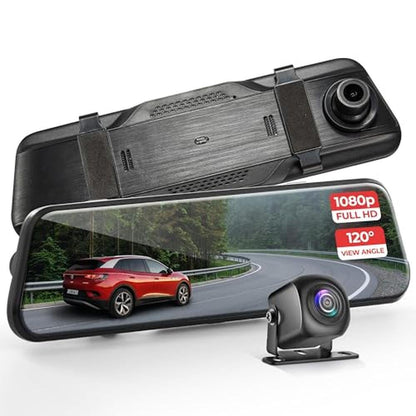 Pyle Dual Dash Cam Rearview Mirror – Front View
