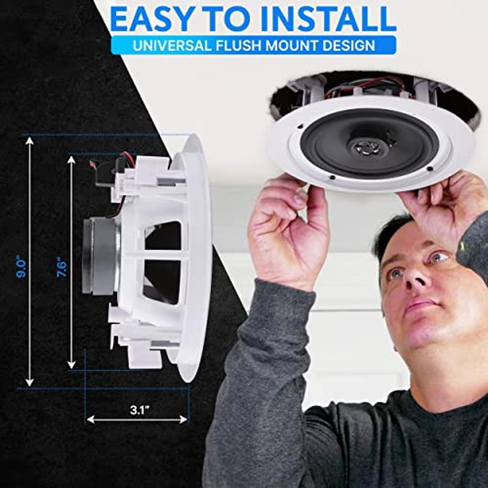 Pyle Pair 6.5 Flush Mount In-wall In-ceiling 2-Way Home – Close-up Detail