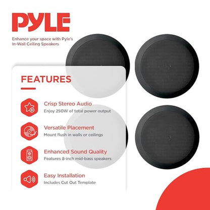 Pyle PDIC81RDBK 8 Inch 250 Watts Flush in-Wall in-Ceiling – Side View