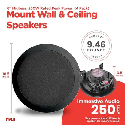 Pyle PDIC81RDBK 8 Inch 250 Watts Flush in-Wall in-Ceiling – Close-up Detail