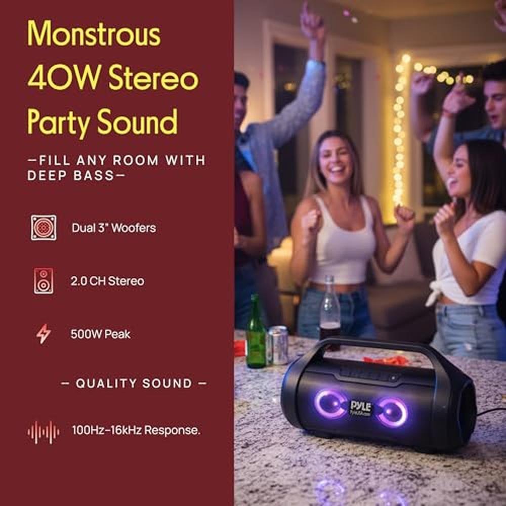 Pyle Portable Bluetooth Boombox Speaker – In Use