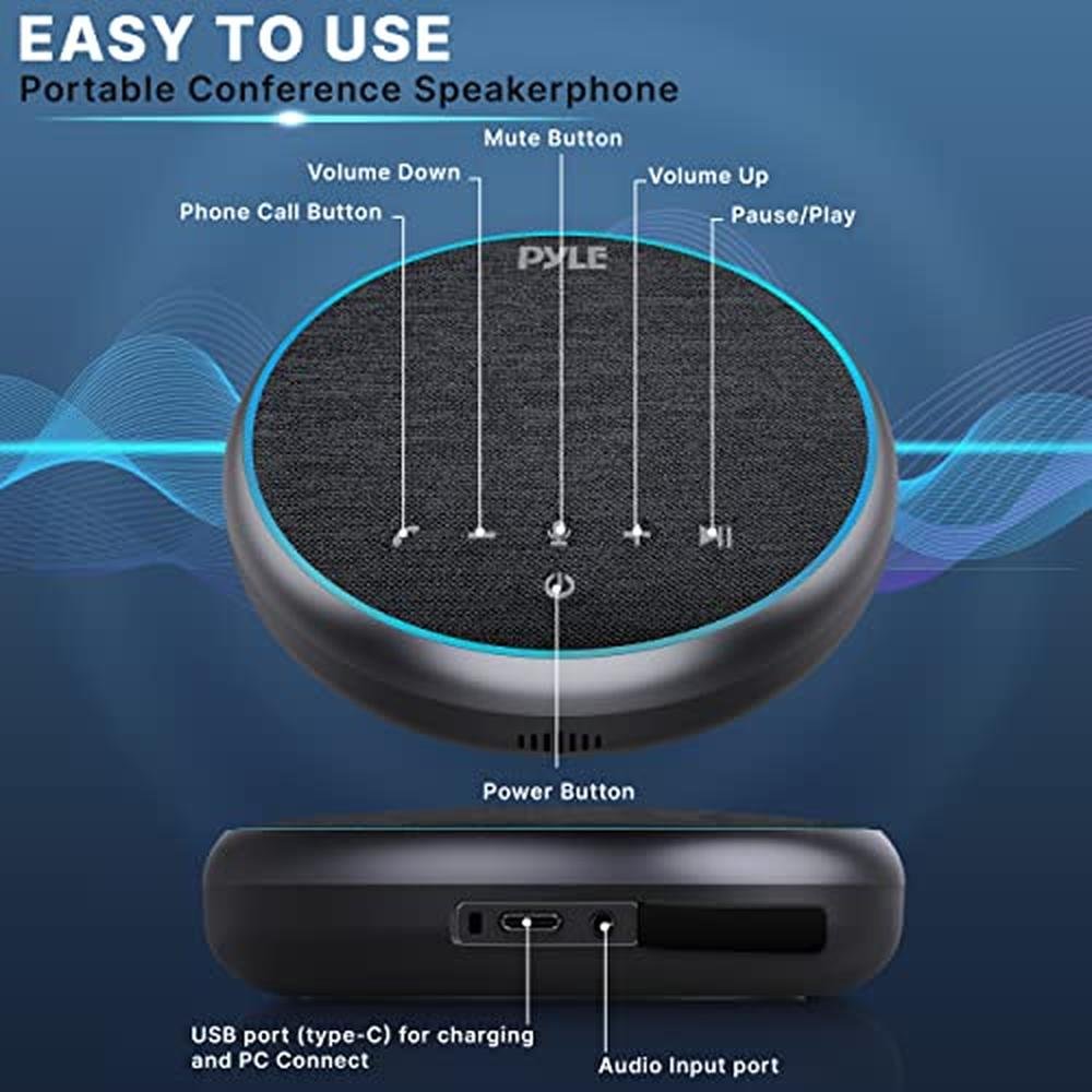 Pyle Portable: Pyle Conference Speakerphone Multifunctional – Side View