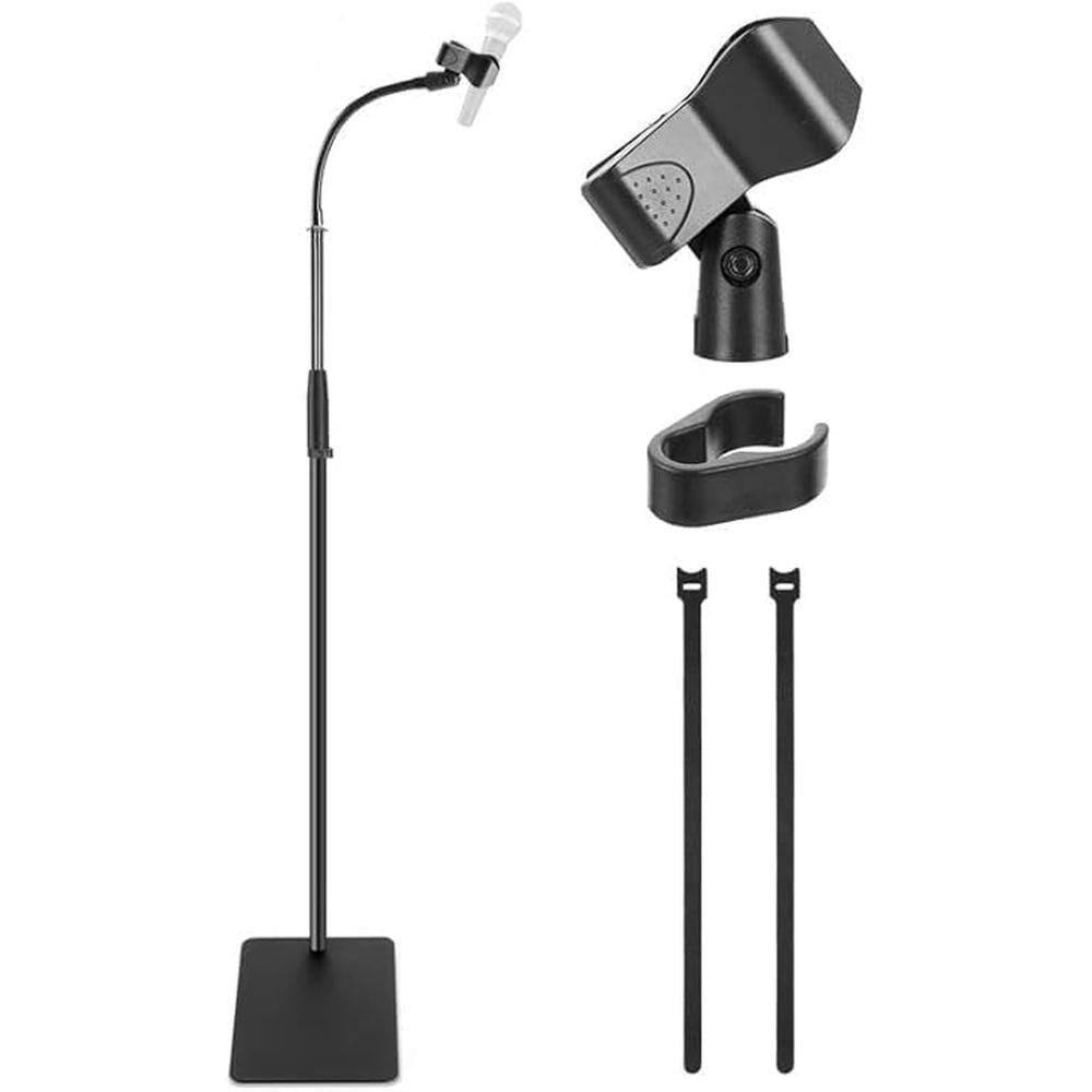 Base Clip: Pyle Square Base Gooseneck Microphone Stand with – Front View