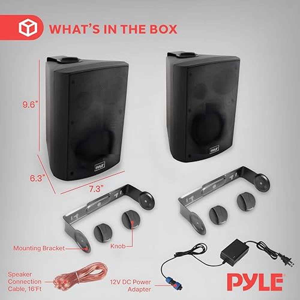 Pyle Waterproof Wall Mount Speaker System – Side View