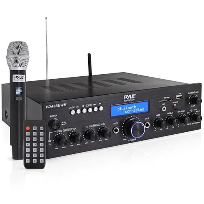 Pyle Wireless Microphone / Bluetooth Amplifier Combo – Front View