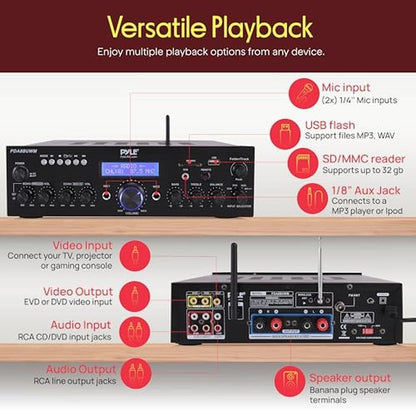 Pyle Wireless Microphone / Bluetooth Amplifier Combo – Side View