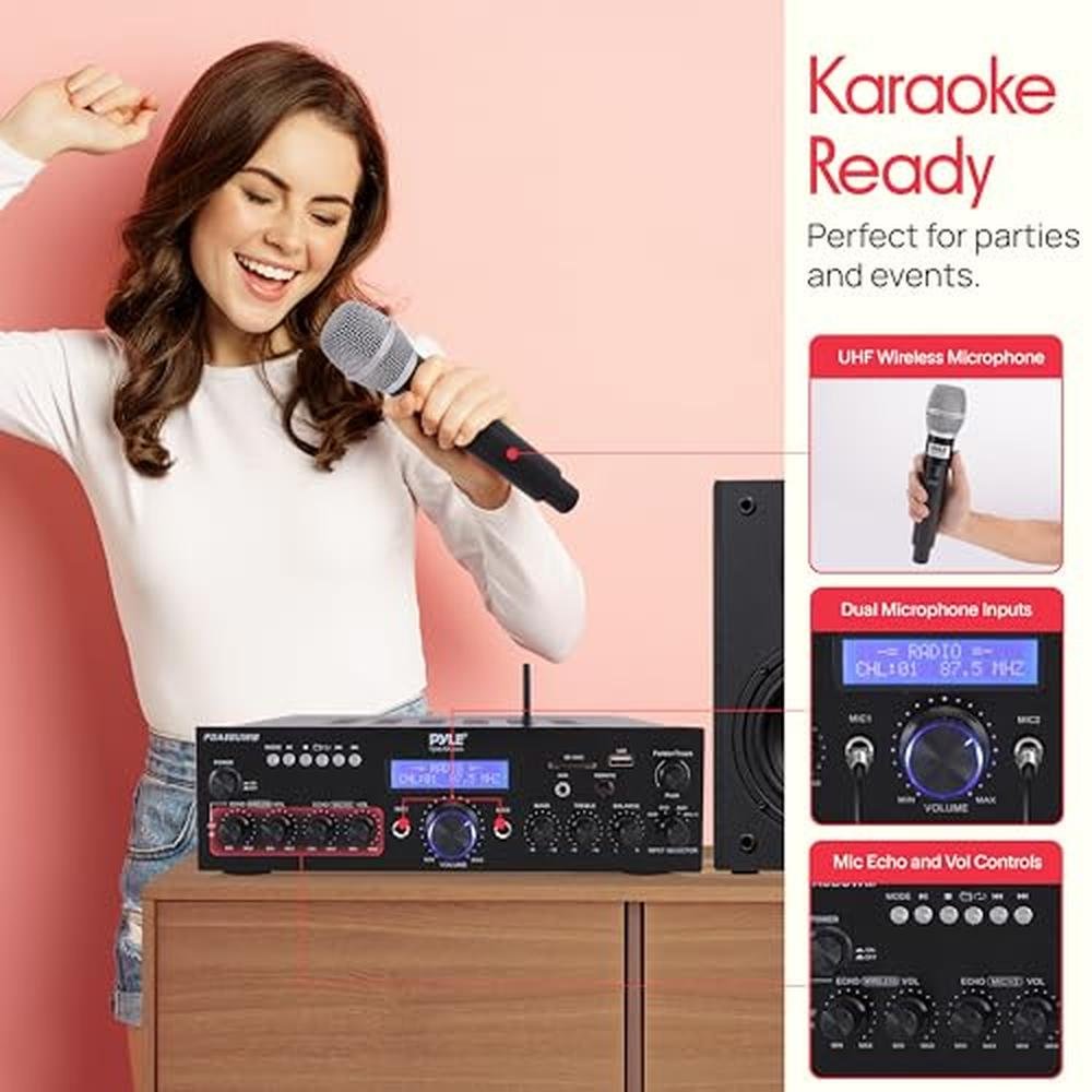 Pyle Wireless Microphone / Bluetooth Amplifier Combo – In Use