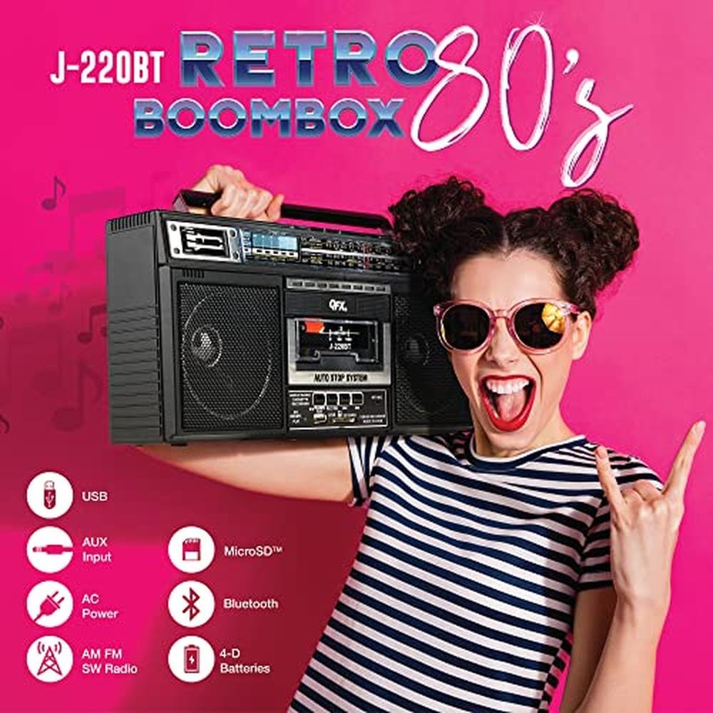 Radio Band: QFX J-220BT Boombox MP3 Conversion from Radio – Side View